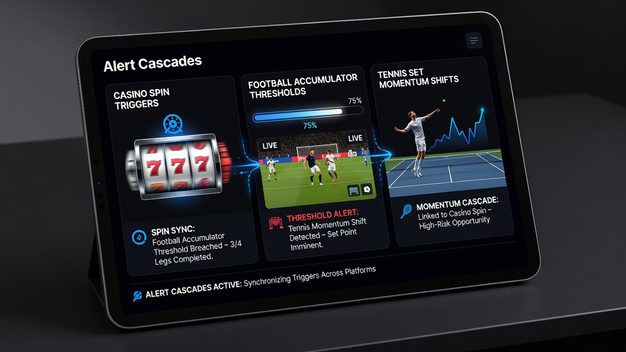 Mobile Schnittstelle zeigt synchronisierte Alert-Kaskaden für Casino und Sportwetten