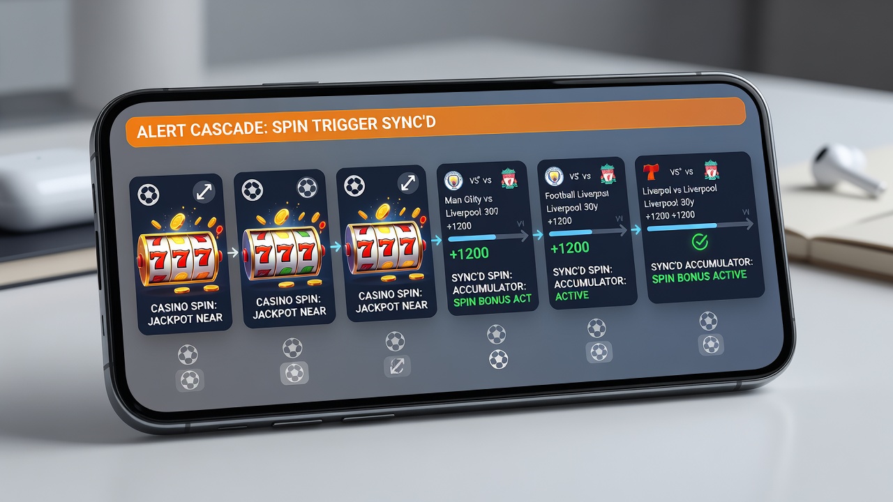 Datenfluss in mobiler App mit Alert-Kaskaden zwischen Sport und Casino