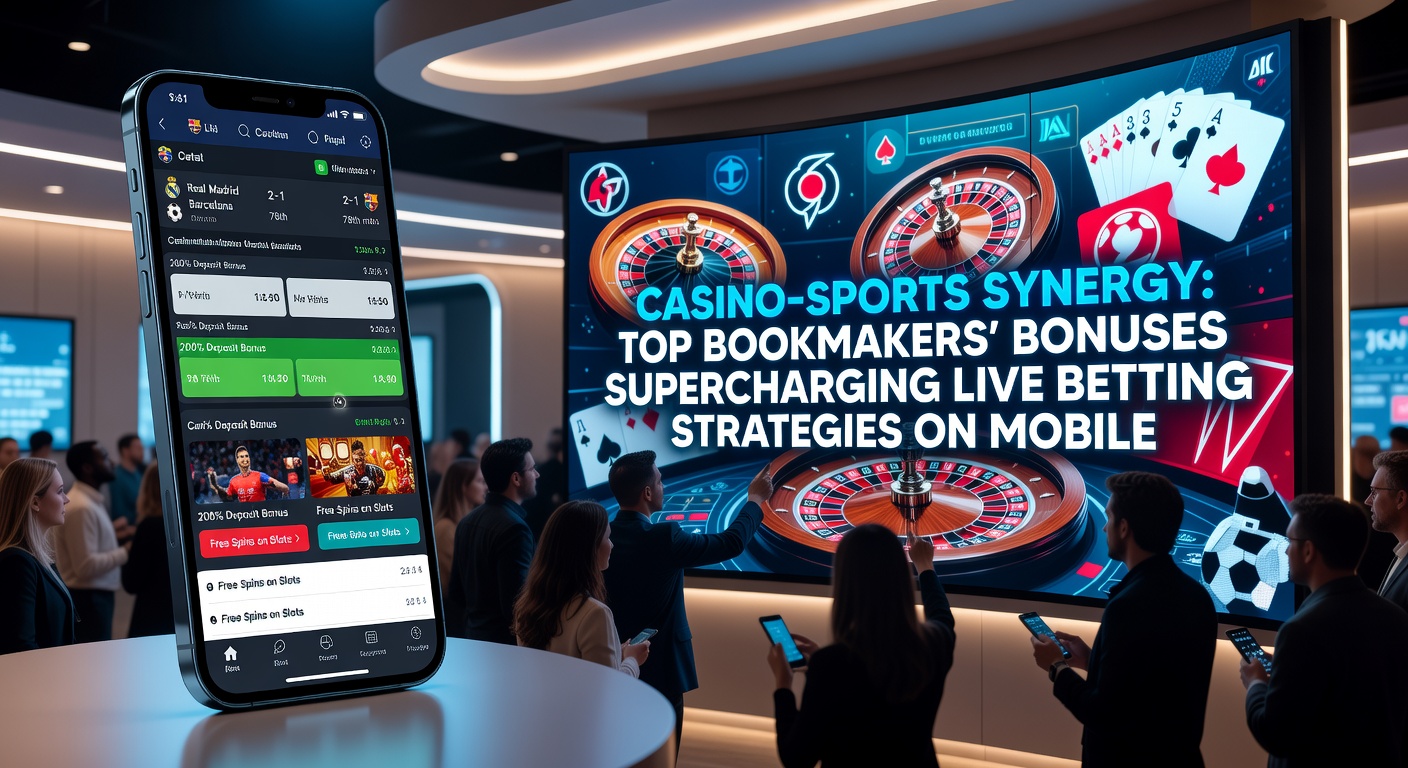 Smartphone mit Live-Sportwette und Casino-Bonus-Angebot im Vordergrund, umgeben von dynamischen Wettquoten und Spielsymbolen
