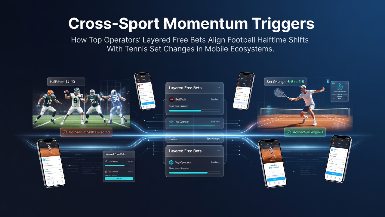 Darstellung mobiler Wettplattformen mit Fokus auf abgestimmte Momentum-Trigger zwischen Fußball und Tennis