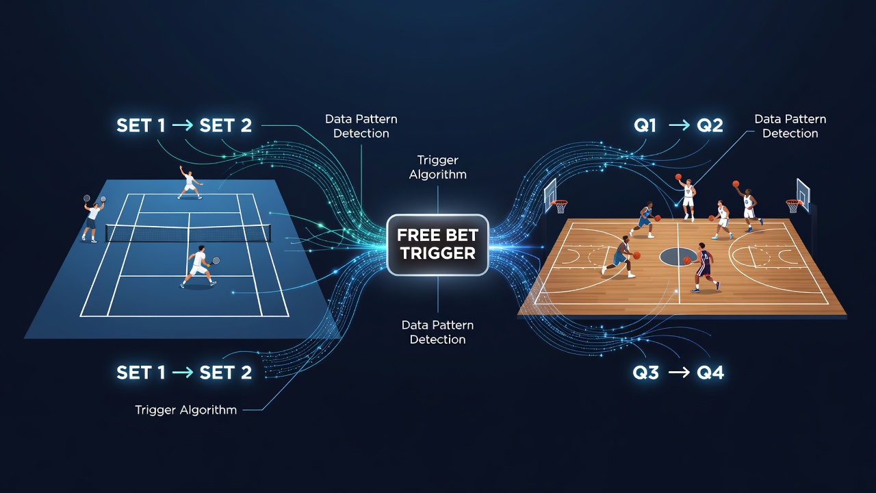 Beispiel einer App-Oberfläche mit verknüpften Bonus-Triggern bei Tennis- und Basketball-Ereignissen