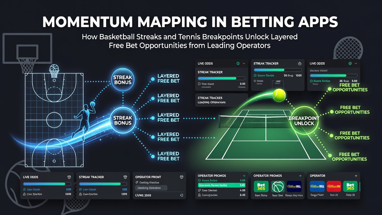 Visualisierung von Momentum-Mapping in Basketball- und Tennis-Wett-Apps mit Serien- und Breakpoint-Markern