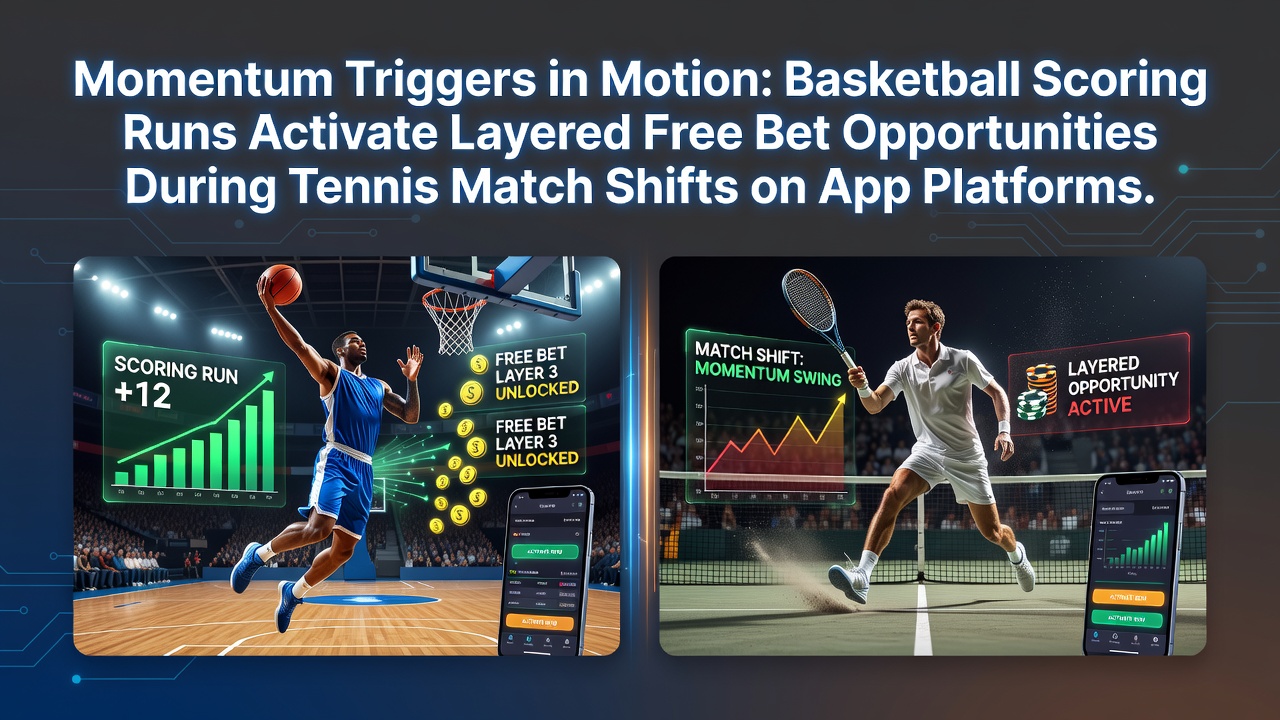 Darstellung von Basketball-Scoring-Läufen und Tennis-Shiftes mit aktivierten Bonuswetten auf mobilen Apps
