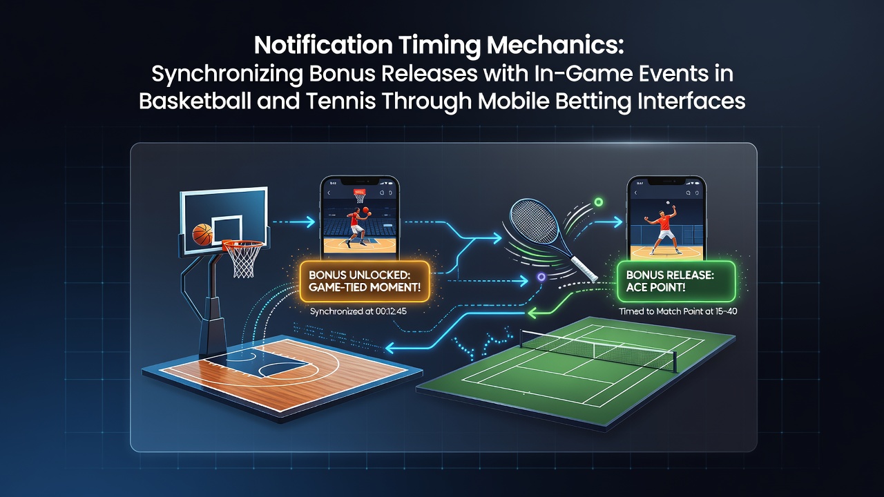 Mobile Wett-App zeigt Benachrichtigungen während eines Basketball-Spiels und Tennis-Matches