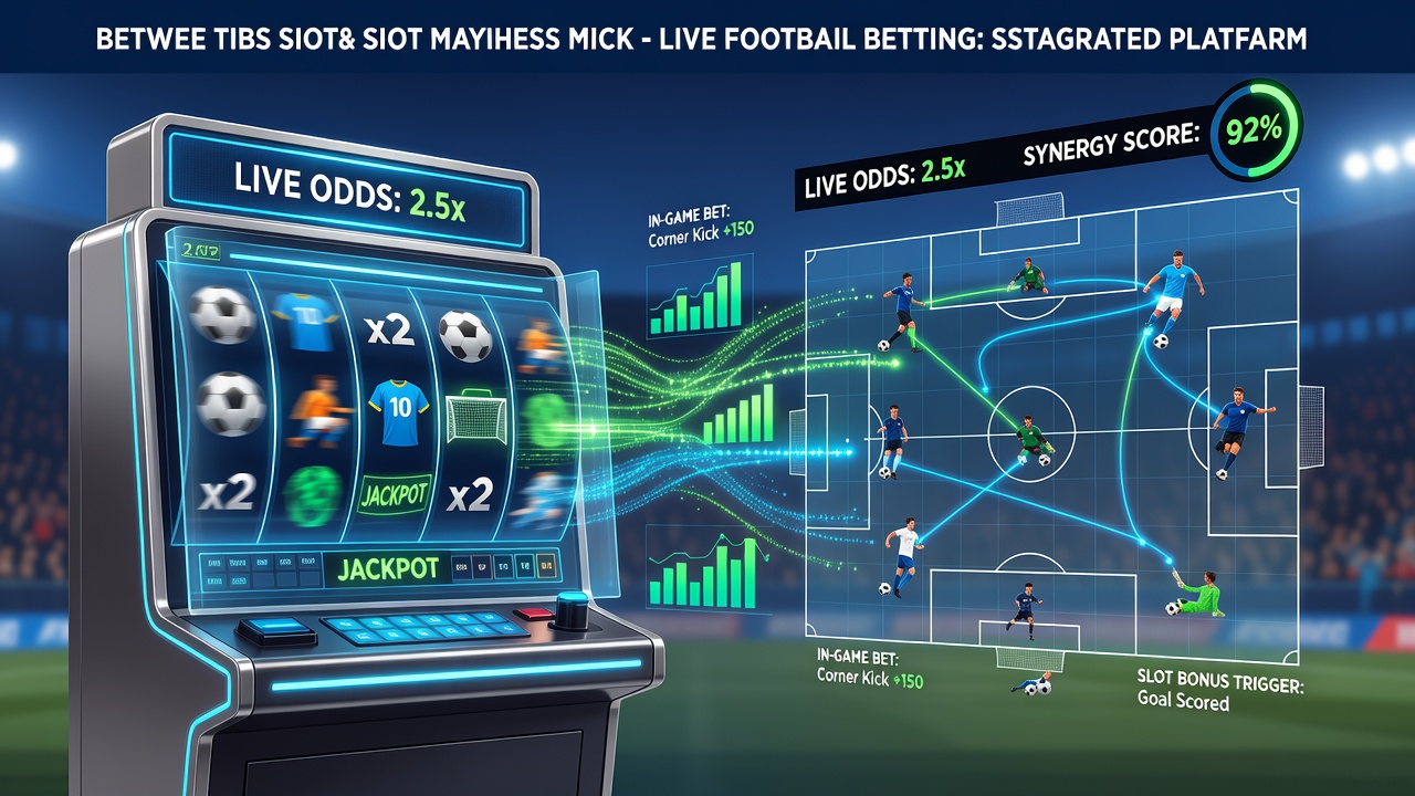 Integrierte Plattform zeigt Slot-Reels neben Live-Fußball-Wettoptionen während eines Bundesligaspiels