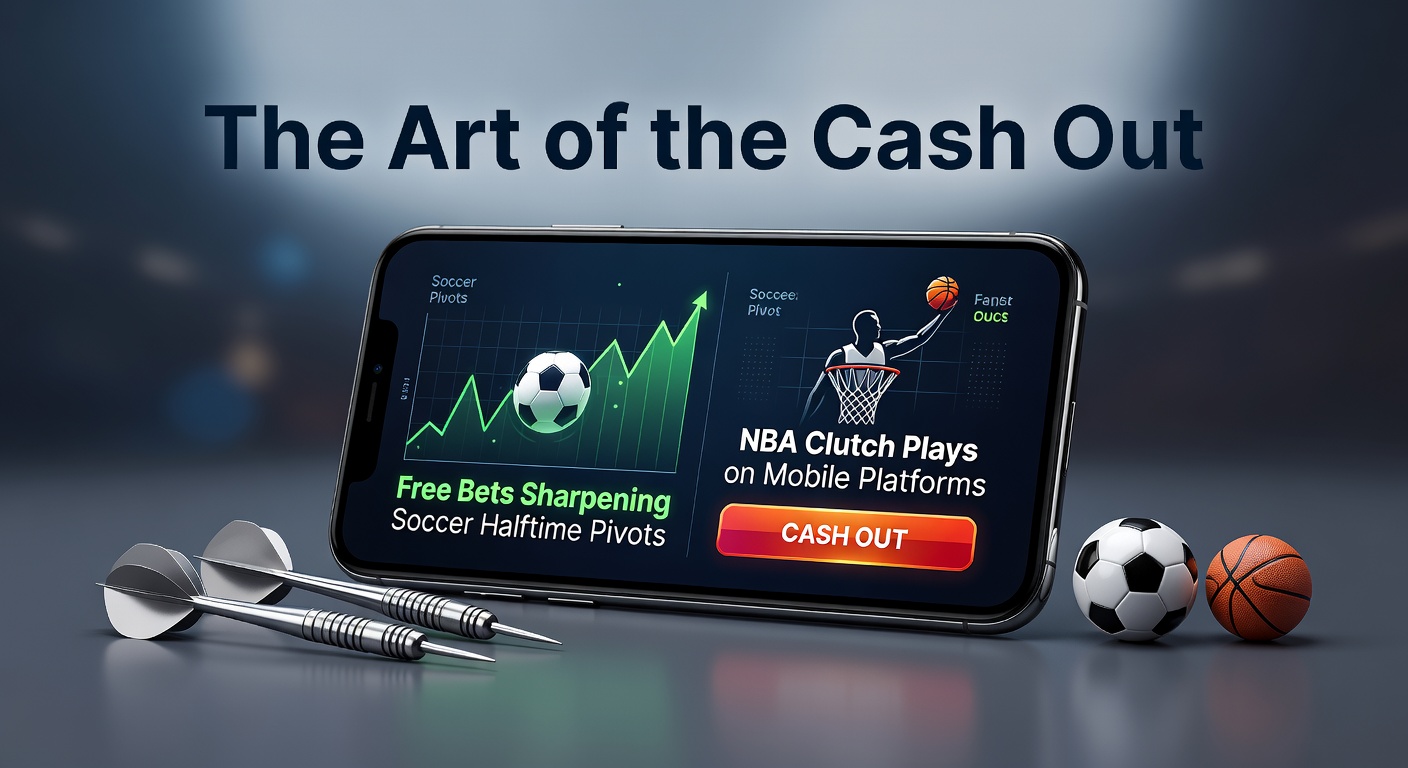 Smartphone zeigt Cash-Out-Option bei einem laufenden Fußballspiel in der Halbzeit mit Gratiswette-Overlay