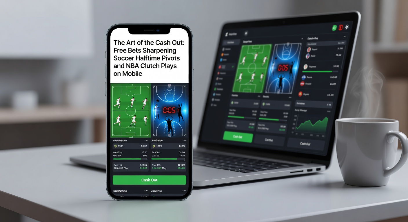 NBA-Spiel im Clutch-Moment auf Mobile-App mit Cash-Out-Button und Free Bet-Popup